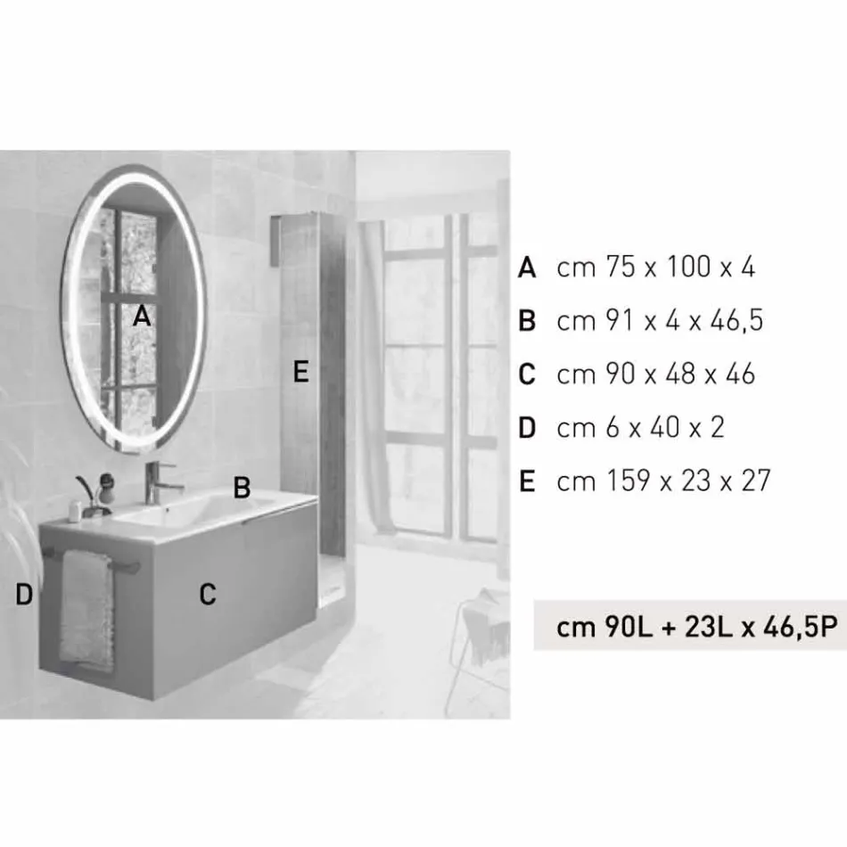 تركيبة أثاث الحمام المعلق بتصميم خشبي مصنوع في إيطاليا جنوة Viadurini