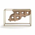 وحدة تحكم بتصميم فاخر من خشب الجوز الصلب ومعادن باردو Viadurini