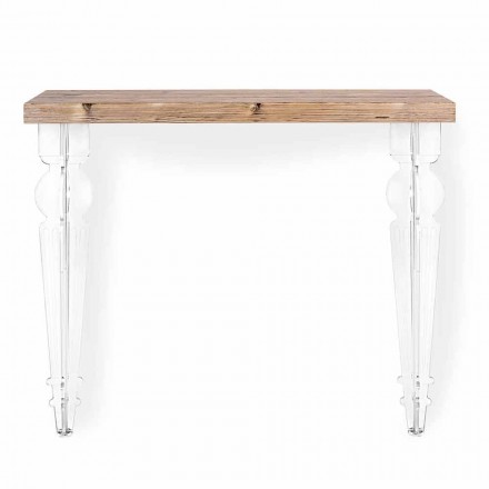 كونسول حائط من البليكسيجلاس الشفاف والخشب بتصميم عصري - بيتون Viadurini