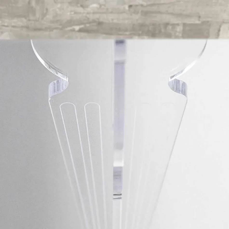 طاولة كونسول حائطية من الخشب الرمادي والأبيض أو كورتين وبليكسي جلاس - ليوباردي Viadurini