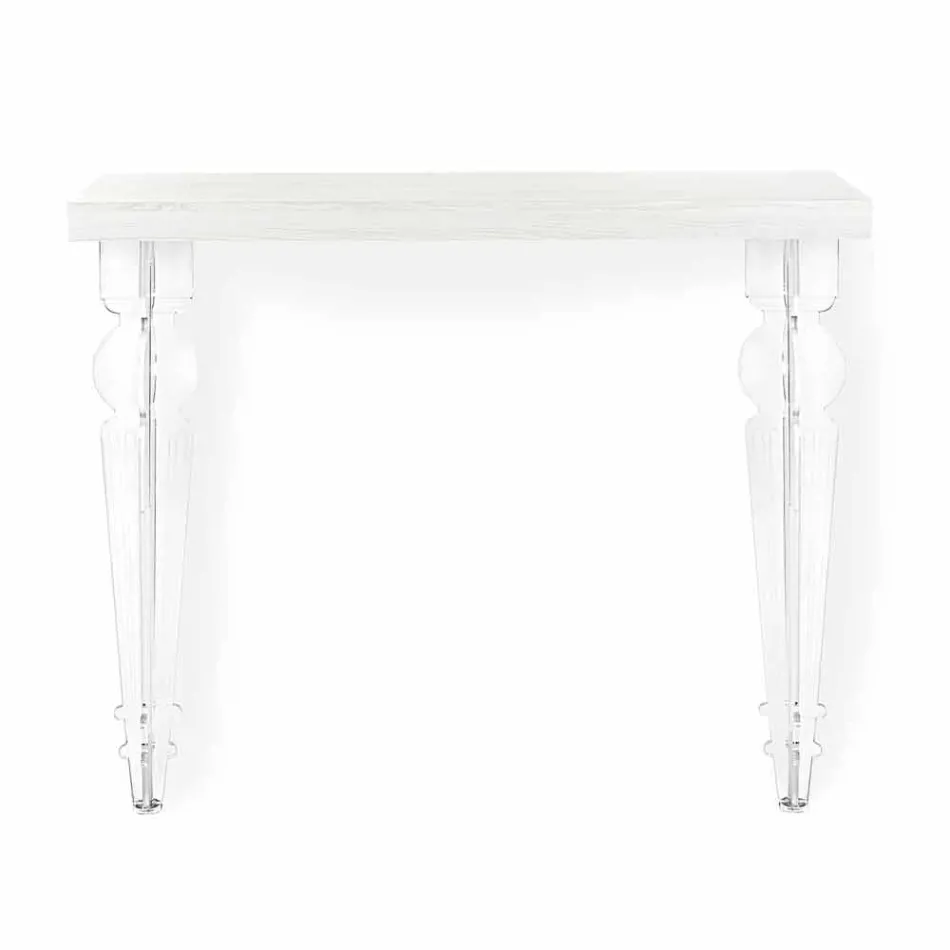 طاولة كونسول حائطية من الخشب الرمادي والأبيض أو كورتين وبليكسي جلاس - ليوباردي Viadurini