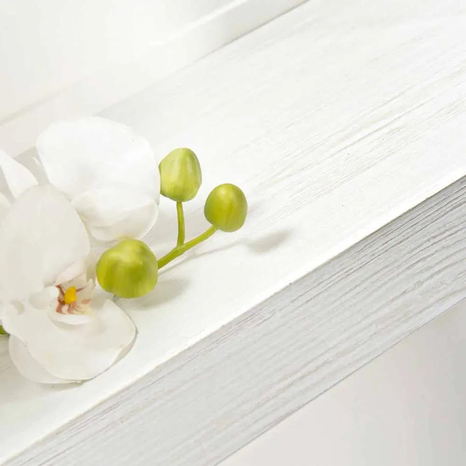 طاولة كونسول حائطية من الخشب الرمادي والأبيض أو كورتين وزجاج شبكي - ليوباردي Viadurini