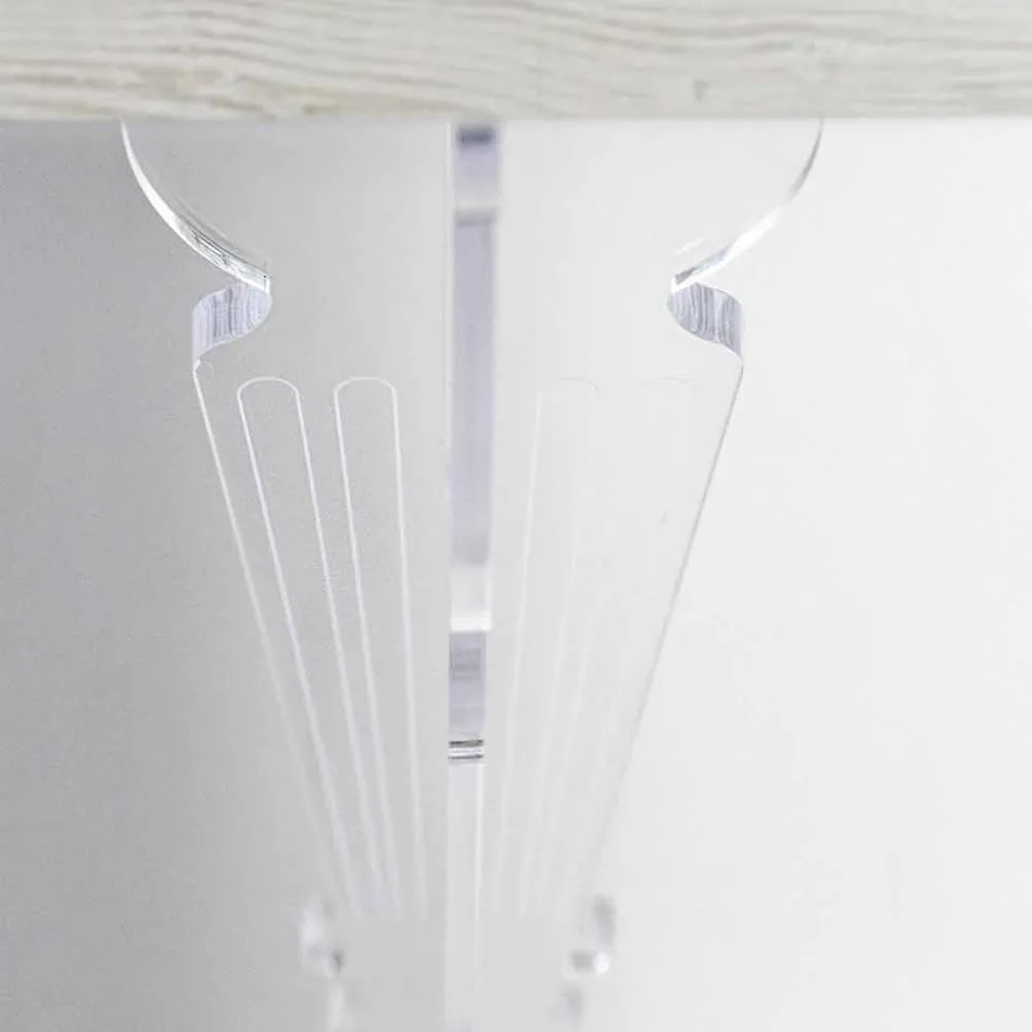 طاولة كونسول حائطية من الخشب الرمادي والأبيض أو كورتين وزجاج شبكي - ليوباردي Viadurini