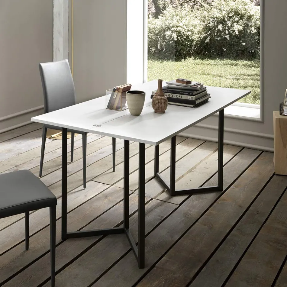 وحدة تحكم قابلة للتمديد بطول 150 سم مصنوعة من المعدن والميلامين في إيطاليا - قابلة للطي Viadurini