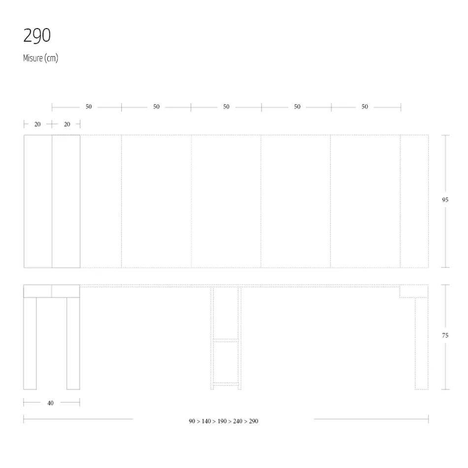 وحدة تحكم قابلة للتمديد حتى 290 سم من خشب الميلامين صنع في إيطاليا - باريد Viadurini