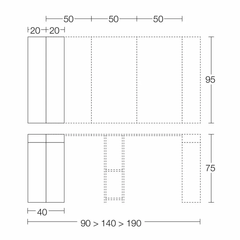 وحدة تحكم قابلة للتمديد حتى 290 سم مع سطح خشبي صنع في إيطاليا - سيريجنو Viadurini