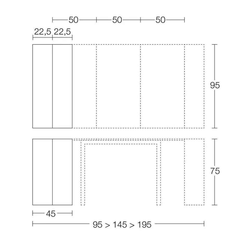 وحدة تحكم قابلة للتمديد حتى 295 سم من الخشب المصنوع في إيطاليا - Temocle Viadurini
