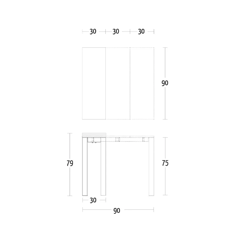 وحدة تحكم قابلة للتمديد حتى 90 سم من الميلامين والمعدن صنع في إيطاليا - حقيبة Viadurini