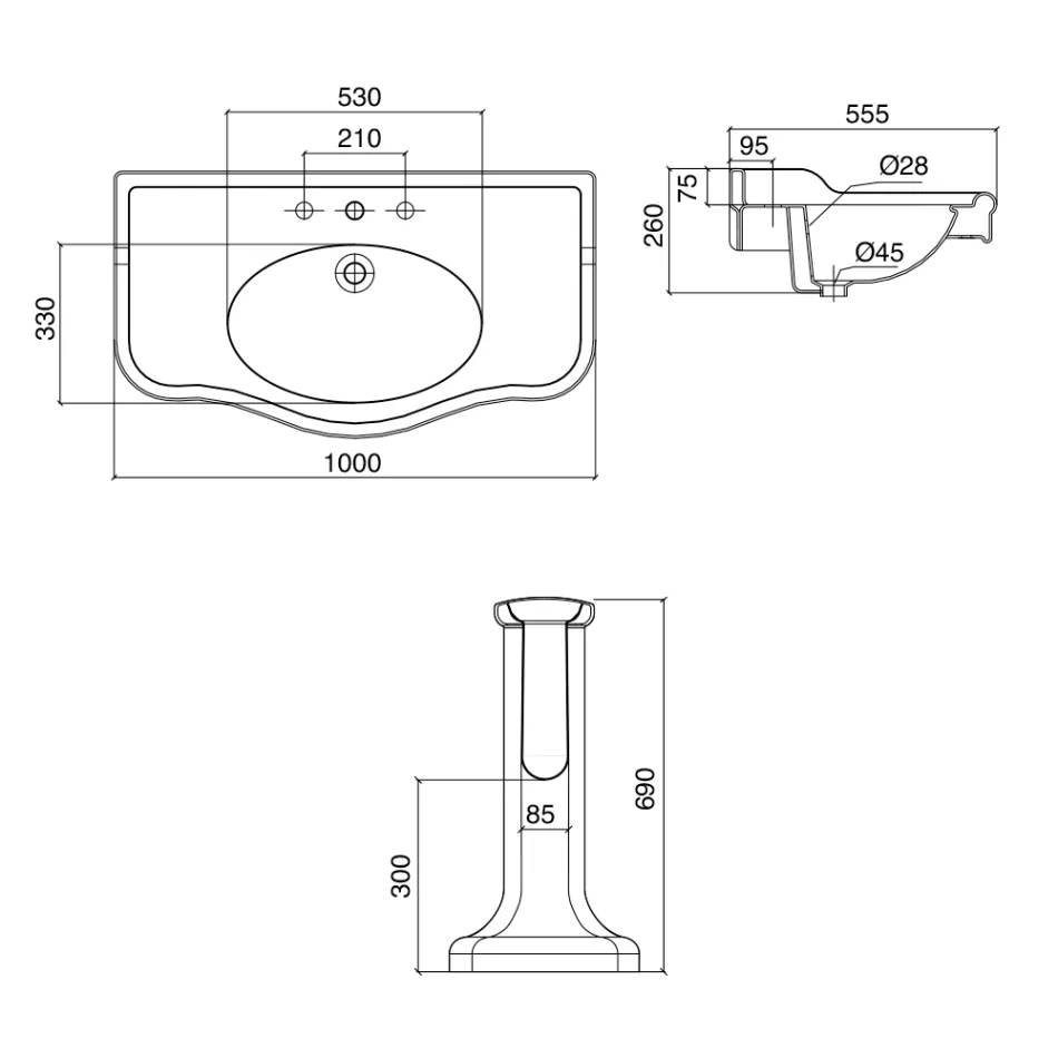 وحدة تحكم حمام سيراميك عتيقة على عمود، صنع في إيطاليا - بولينا Viadurini