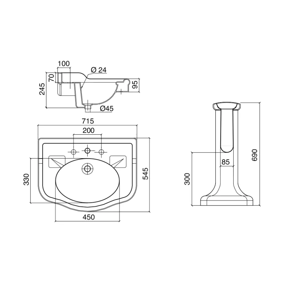 وحدة تحكم حمام سيراميك عتيقة على عمود، صنع في إيطاليا - بولينا Viadurini