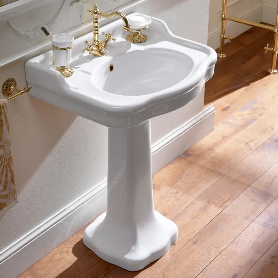 وحدة تحكم حمام سيراميك عتيقة على عمود، صنع في إيطاليا - بولينا Viadurini