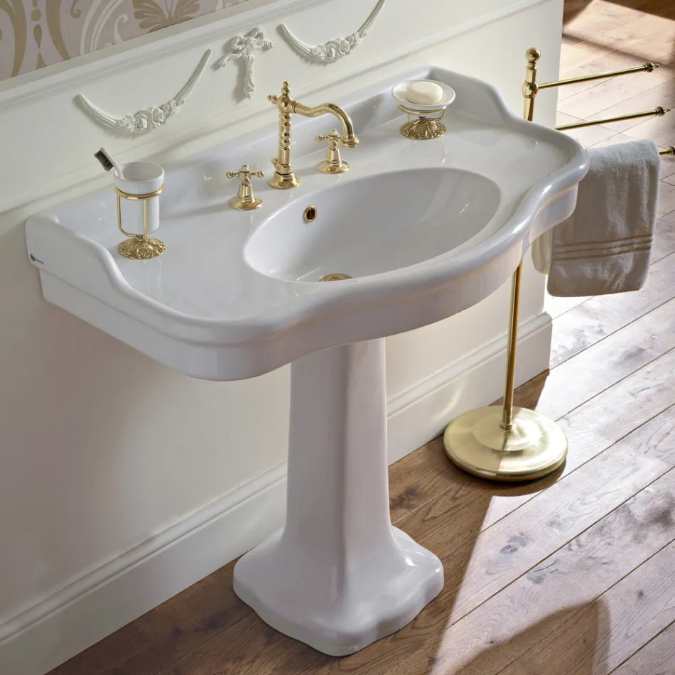 وحدة تحكم حمام سيراميك عتيقة على عمود، صنع في إيطاليا - بولينا Viadurini