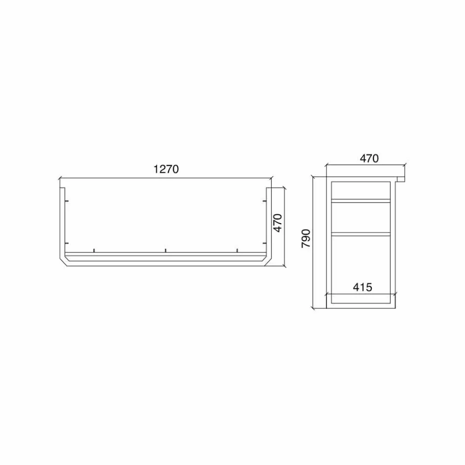 وحدة حمام بطول 135 سم مع حوض مزدوج من السيراميك مع أقدام - نوسيكا Viadurini
