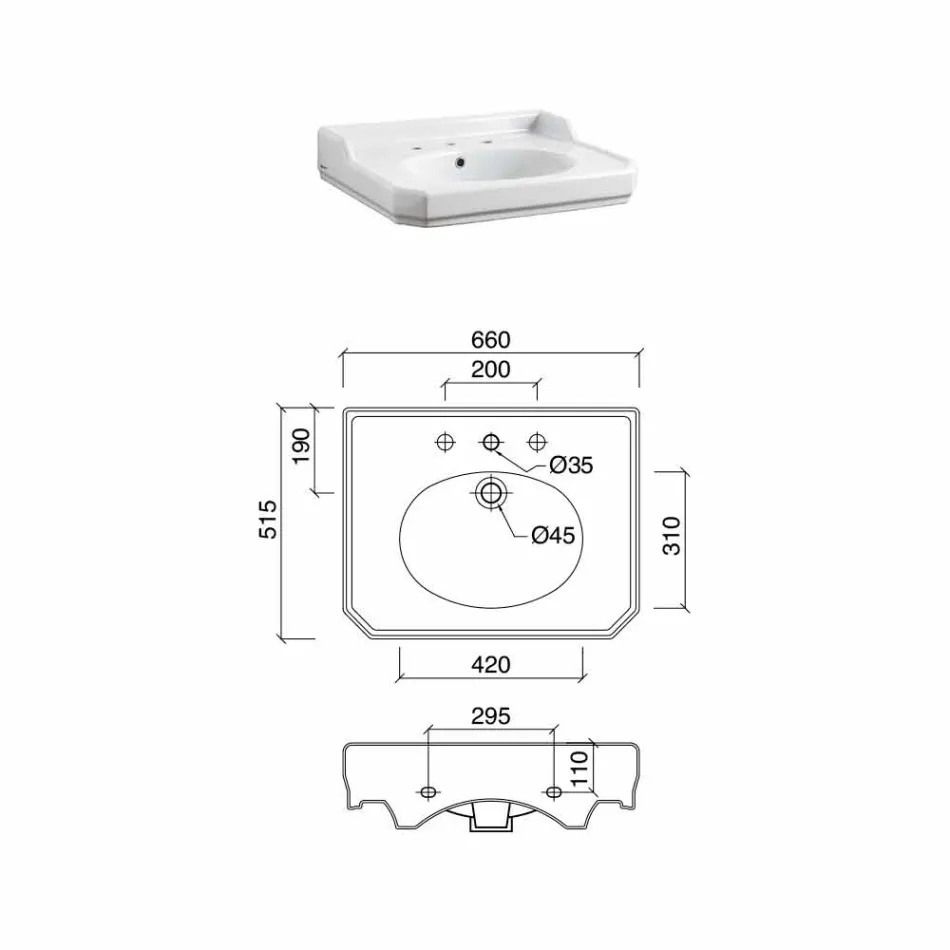 وحدة تحكم حمام سيراميكية مقاس 65 سم مع أقدام معدنية صنع في إيطاليا Nausica Viadurini