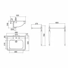 وحدة تحكم حمام طولها 69 سم على قدمين من السيراميك الأبيض العتيق، صنع في إيطاليا - مروة Viadurini