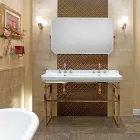 وحدة تحكم حمام عتيقة مقاس 135 سم مع وعاء مزدوج من السيراميك مع أقدام - نوسيكا Viadurini