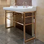 وحدة تحكم حمام عتيقة مقاس 135 سم مع وعاء مزدوج من السيراميك مع أقدام - نوسيكا Viadurini