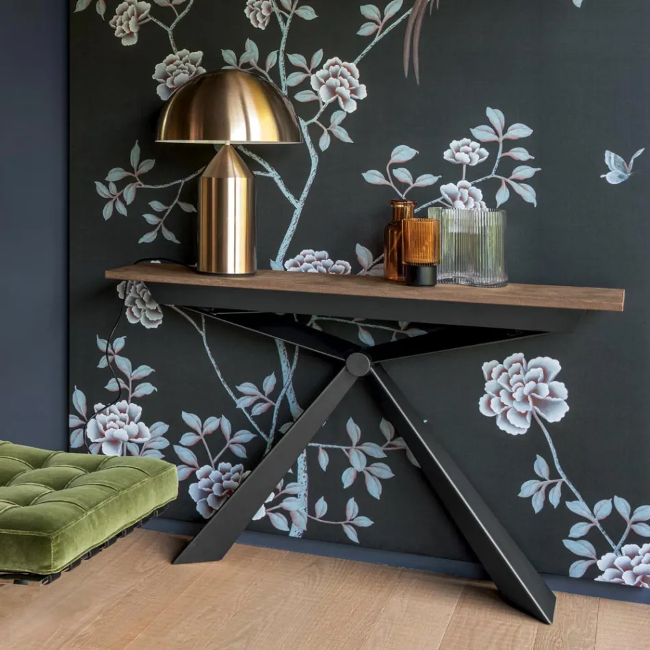 وحدة تحكم مع سطح بتأثير الملاط وقاعدة معدنية صنع في إيطاليا - Timedio Viadurini