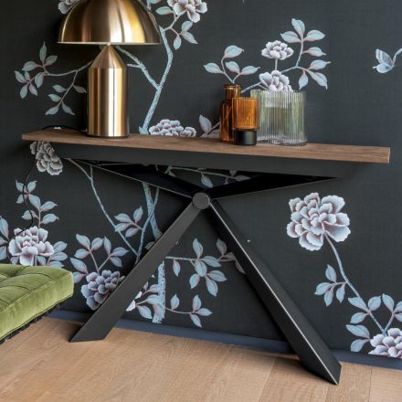 وحدة تحكم مع سطح بتأثير الملاط وقاعدة معدنية صنع في إيطاليا - Timedio Viadurini