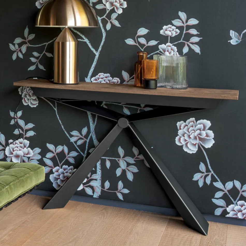 وحدة تحكم مع سطح بتأثير الملاط وقاعدة معدنية صنع في إيطاليا - Timedio Viadurini