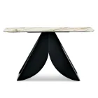 طاولة كونسول كريستينا المعدنية بسطح سيراميك بتأثير الرخام لغرفة المعيشة Viadurini