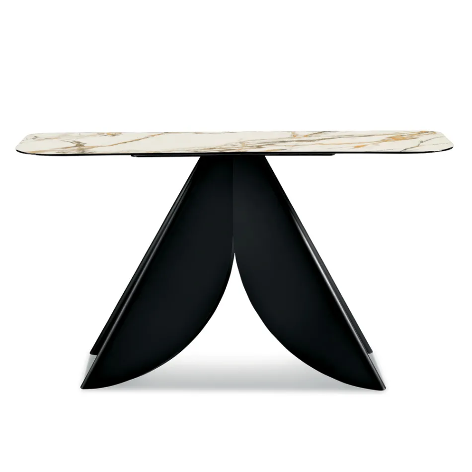 طاولة كونسول كريستينا المعدنية بسطح سيراميك بتأثير الرخام لغرفة المعيشة Viadurini