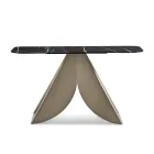 طاولة كونسول كريستينا المعدنية بسطح سيراميك بتأثير الرخام لغرفة المعيشة Viadurini