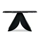 طاولة كونسول كريستينا المعدنية بسطح سيراميك بتأثير الرخام لغرفة المعيشة Viadurini