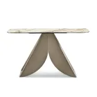 طاولة كونسول كريستينا المعدنية بسطح سيراميك بتأثير الرخام لغرفة المعيشة Viadurini