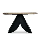 طاولة كونسول لغرفة المعيشة مصنوعة من المعدن مع سطح زجاجي مطروق مطلي بالفضة من الخلف - كريستينا Viadurini