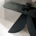 طاولة كونسول لغرفة المعيشة مصنوعة من المعدن مع سطح زجاجي مطروق مطلي بالفضة من الخلف - كريستينا Viadurini