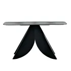 طاولة كونسول لغرفة المعيشة مصنوعة من المعدن مع سطح زجاجي مطروق مطلي بالفضة من الخلف - كريستينا Viadurini