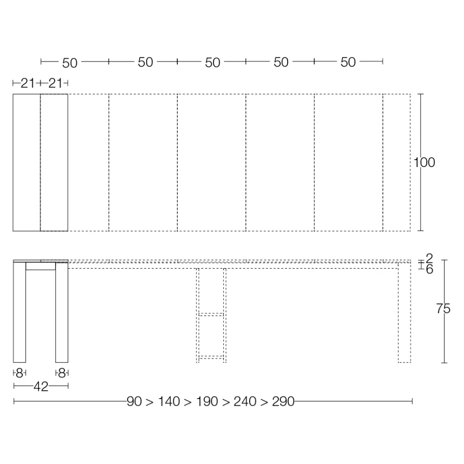 وحدة تحكم خارجية قابلة للتمديد مع قاعدة معدنية وسطح HPL - Aghetto Viadurini