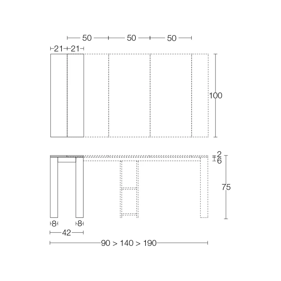 وحدة تحكم خارجية قابلة للتمديد مع قاعدة معدنية وسطح HPL - Aghetto Viadurini