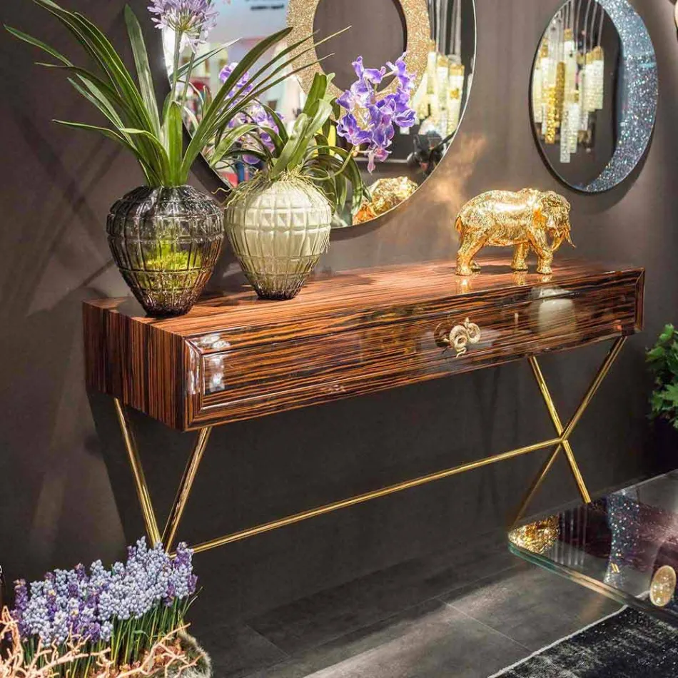 وحدة تحكم من خشب الأبنوس المصقول مع أدراج منزلقة Ada 4 Viadurini