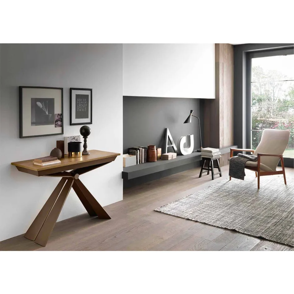 وحدة تحكم من الخشب والمعدن قابلة للتمديد حتى 295 سم صنع في إيطاليا - Timedio Viadurini