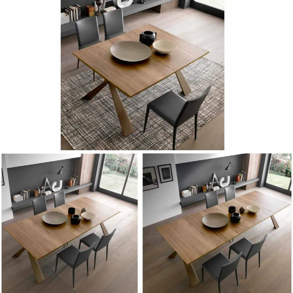 وحدة تحكم من الخشب والمعدن قابلة للتمديد حتى 295 سم صنع في إيطاليا - Timedio Viadurini