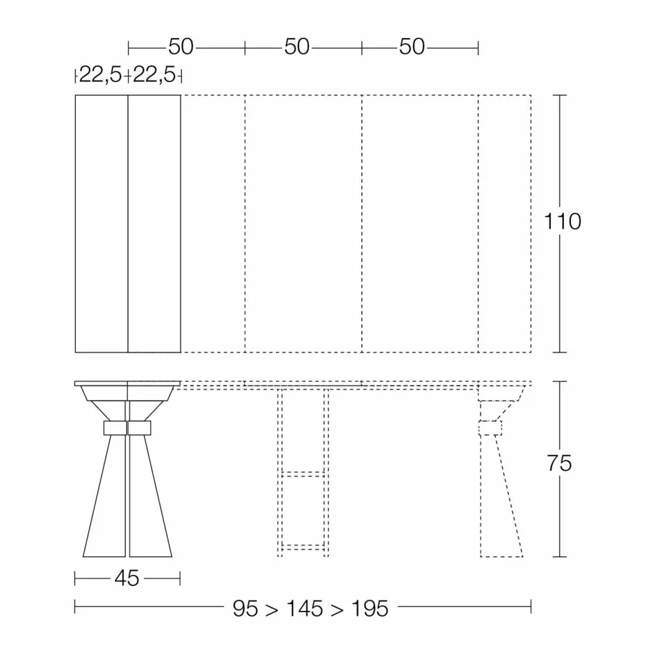 وحدة تحكم من الخشب والمعدن قابلة للتمديد حتى 295 سم صنع في إيطاليا - Timedio Viadurini