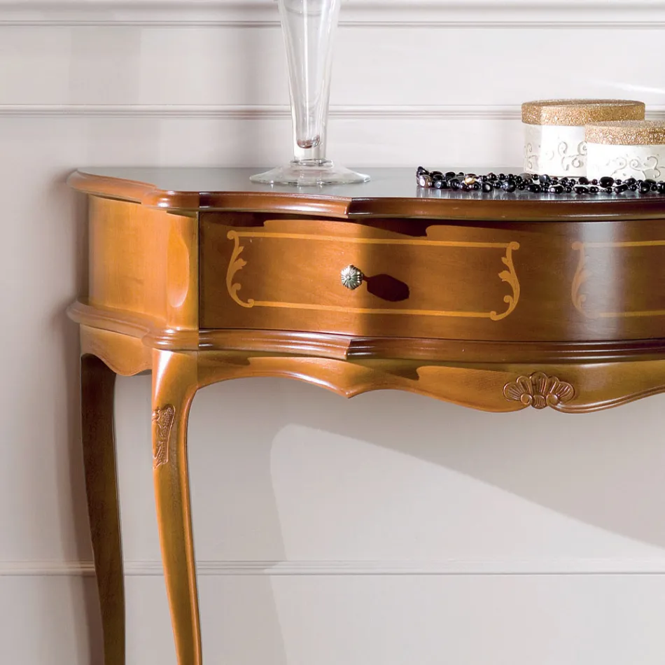 وحدة تحكم مدخل كلاسيكية من الخشب مع درج واحد صنع في إيطاليا - ليونور Viadurini