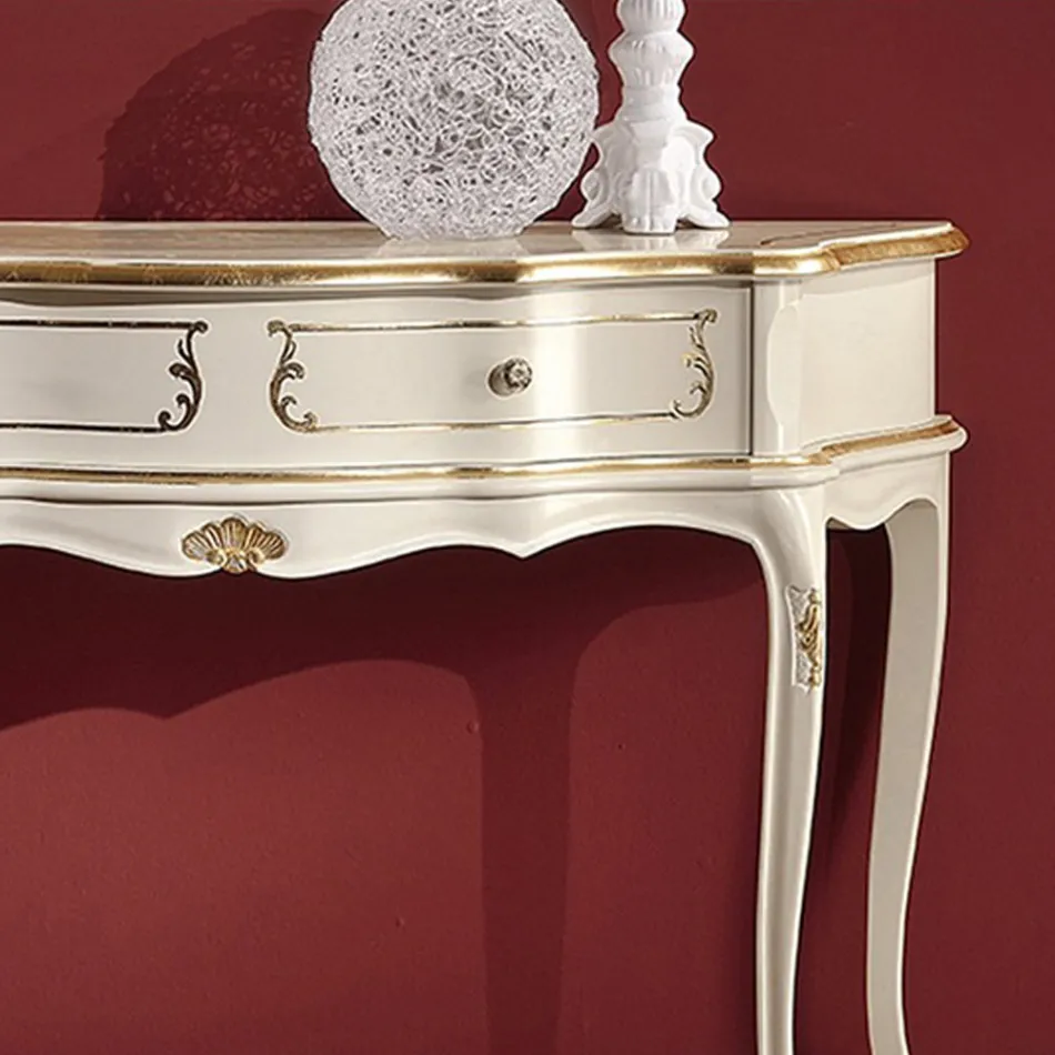 وحدة تحكم مدخل كلاسيكية من الخشب مع درج واحد صنع في إيطاليا - ليونور Viadurini