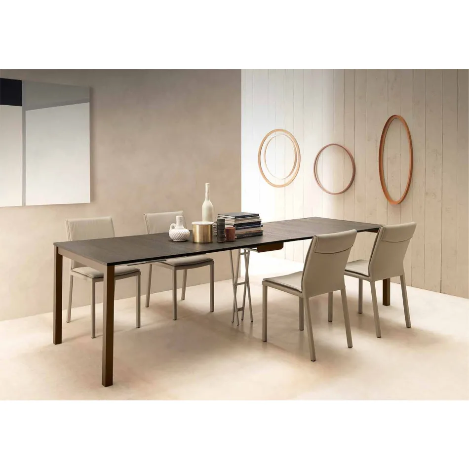 وحدة تحكم حديثة قابلة للتمديد مصنوعة من خشب البلوط والمعادن، صنع في إيطاليا - نابو Viadurini