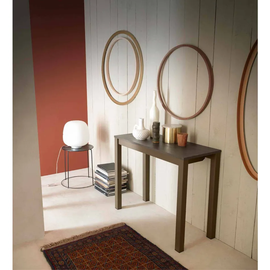 وحدة تحكم حديثة قابلة للتمديد مصنوعة من خشب البلوط والمعادن، صنع في إيطاليا - نابو Viadurini