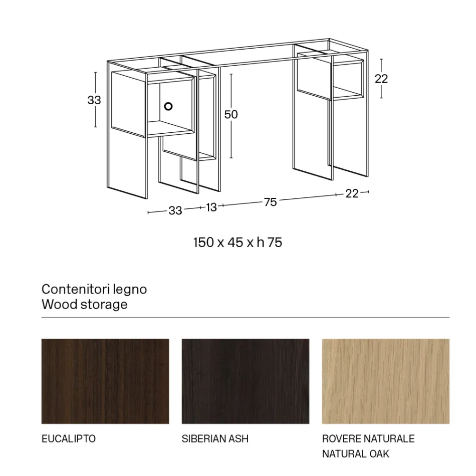 مكتب كونسول من الزجاج الشفاف والخشب صنع في إيطاليا - داميانو Viadurini