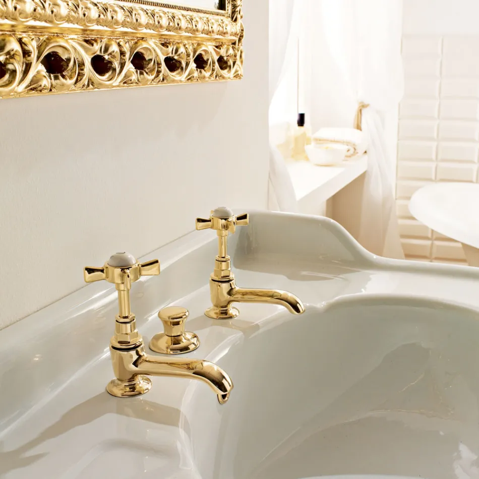 زوج من صنابير حوض نحاسية عتيقة الصنع في إيطاليا – كاترينا Viadurini