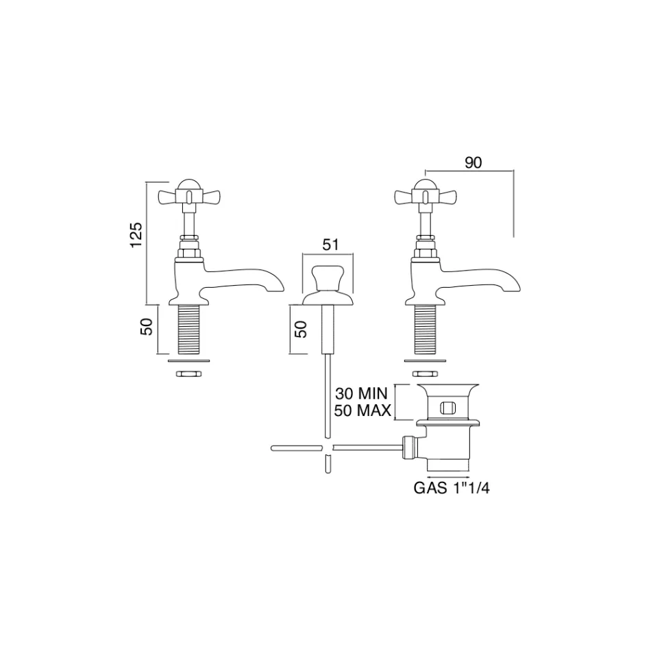 زوج من صنابير حوض نحاسية عتيقة الصنع في إيطاليا – كاترينا Viadurini