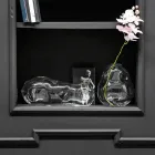 زوج من المزهريات الزجاجية المنفوخة الشفافة المزخرفة، صنع في إيطاليا - بيدرو Viadurini