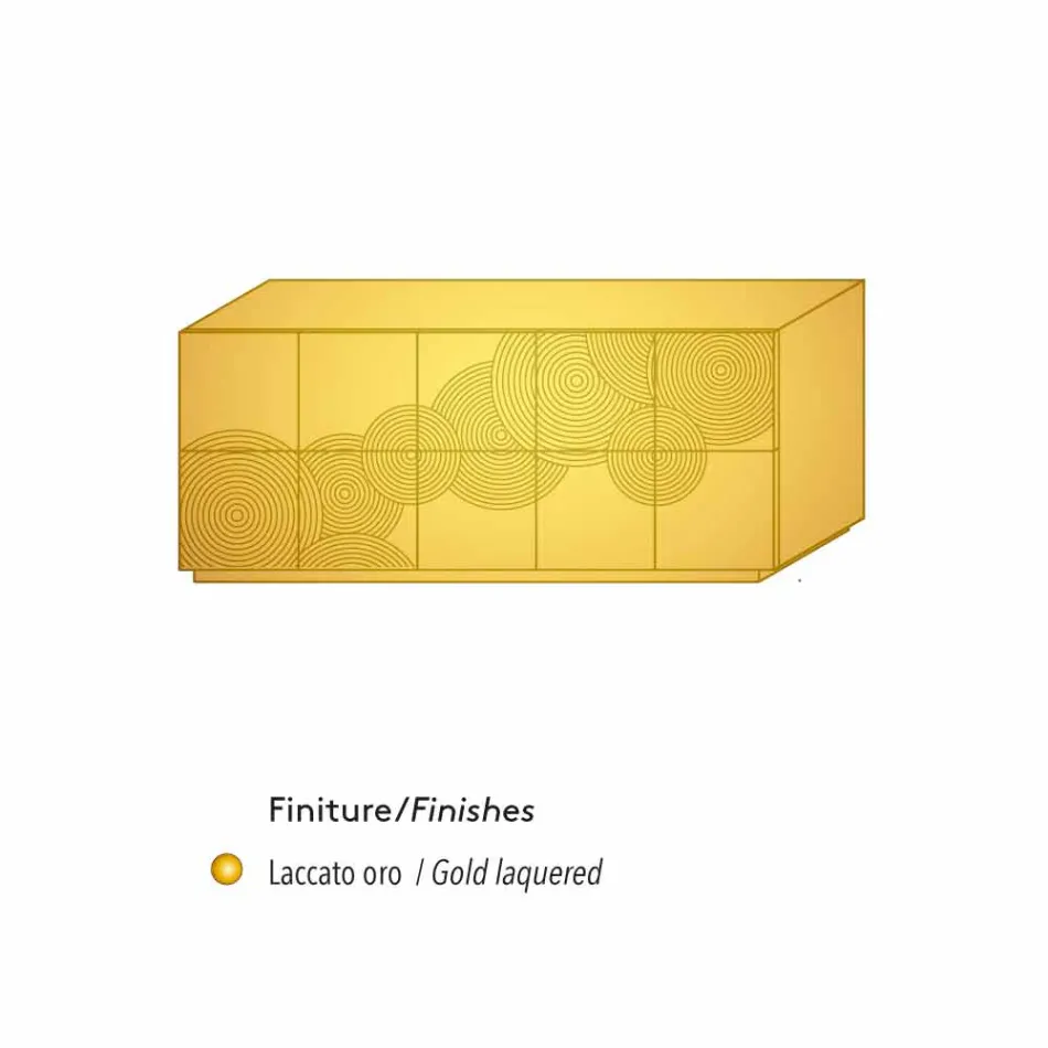 خزانة جانبية ذات 10 شرائح من الأردواز، بتصميم عصري، باللون الأبيض أو الأسود أو الذهبي Viadurini