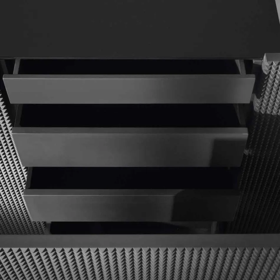 2 خزانة جانبية سوداء اللون مع بابين وخزانة أدراج قابلة للإزالة فلورا Viadurini