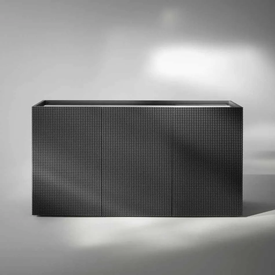 2 خزانة جانبية سوداء اللون مع بابين وخزانة أدراج قابلة للإزالة فلورا Viadurini