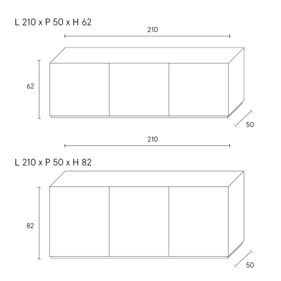 خزانة جانبية بثلاثة أبواب وثلاثة أرفف داخلية مصنوعة من الخشب والخشب المضغوط متوسط الكثافة (MDF) - بيسكي Viadurini